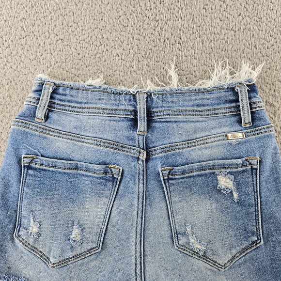 KanCan Shorts Womens 25 Distressed Denim Mid Rise Frayed Hem Raw Cut Casual - Picture 14 of 16